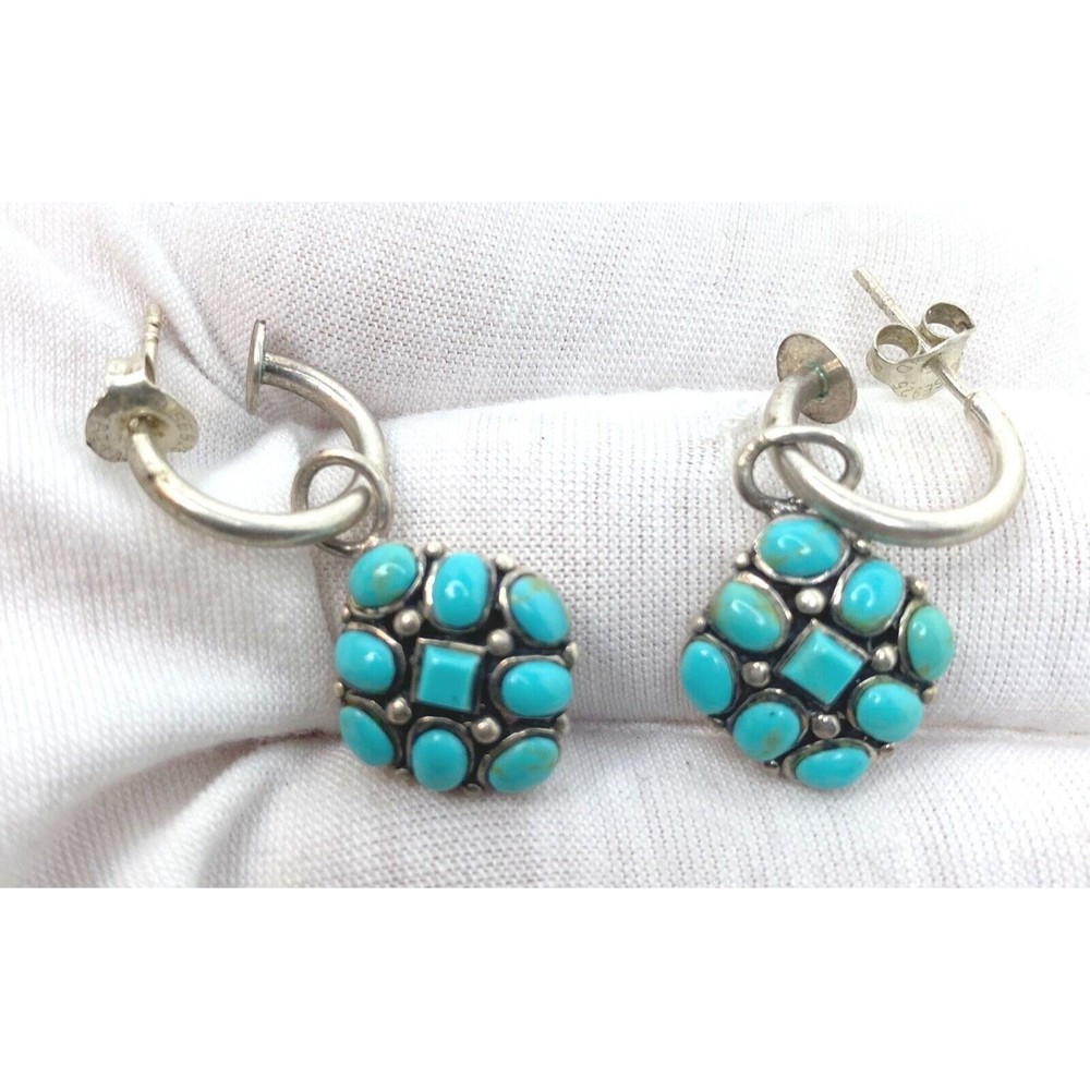 Vintage SE 925 turquoise interchangeable hoop earrings